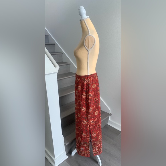 Charter Club Red Floral Printed 100% Silk Maxi Skirt - Picture 4 of 8